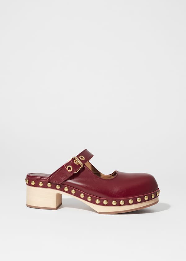 Mary-Jane Leather Mules