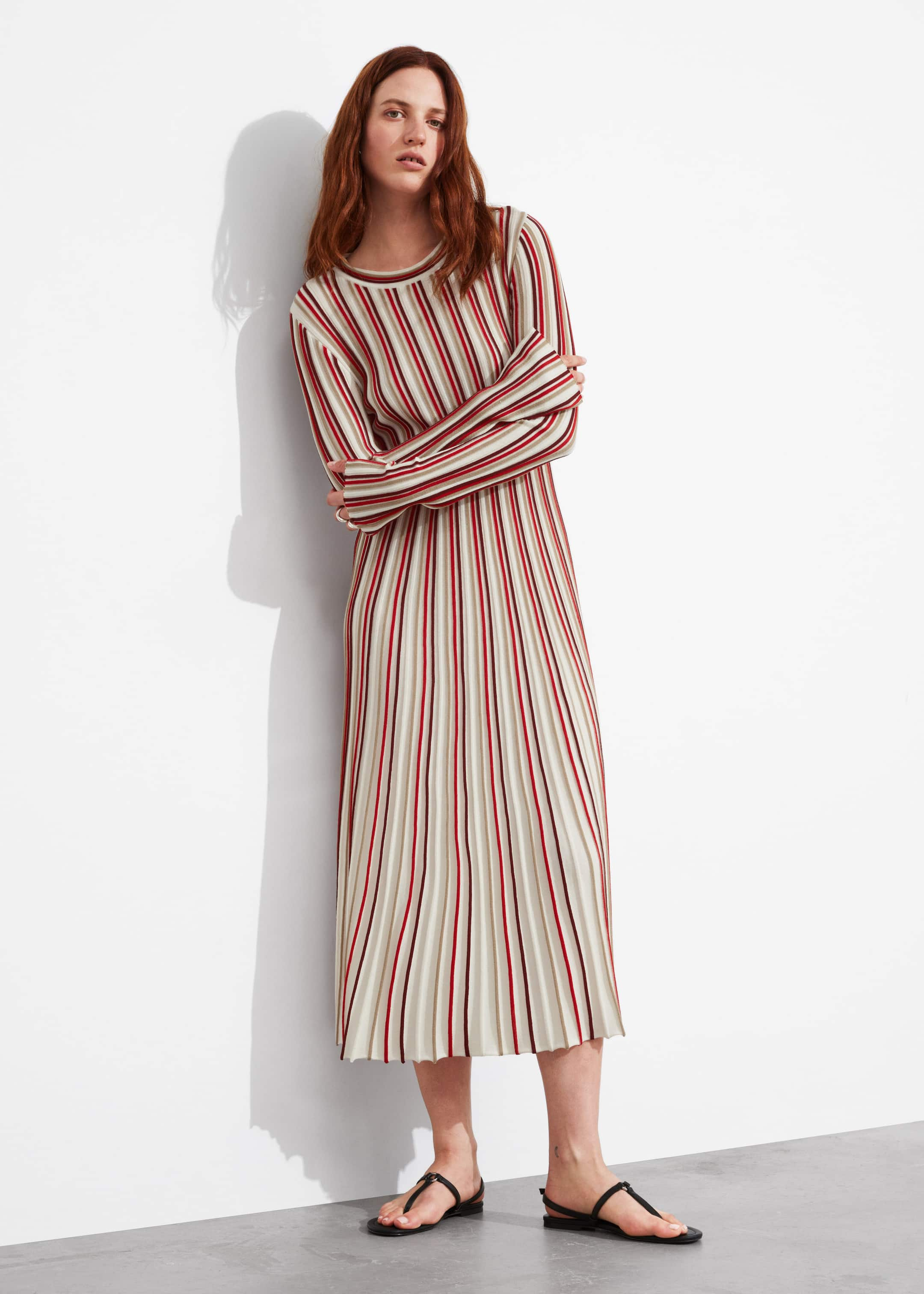 Striped Midi Dress - Red Stripes - Lookbook