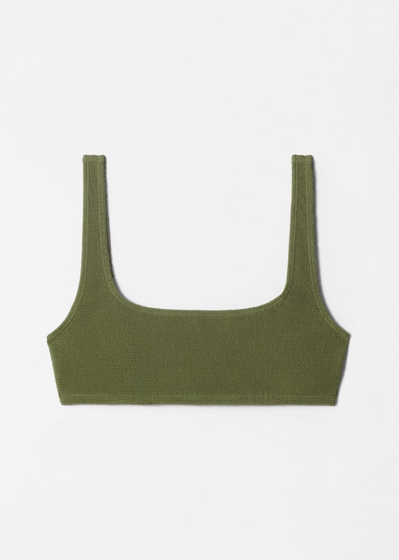 Textured Square-Neck Bikini Top
