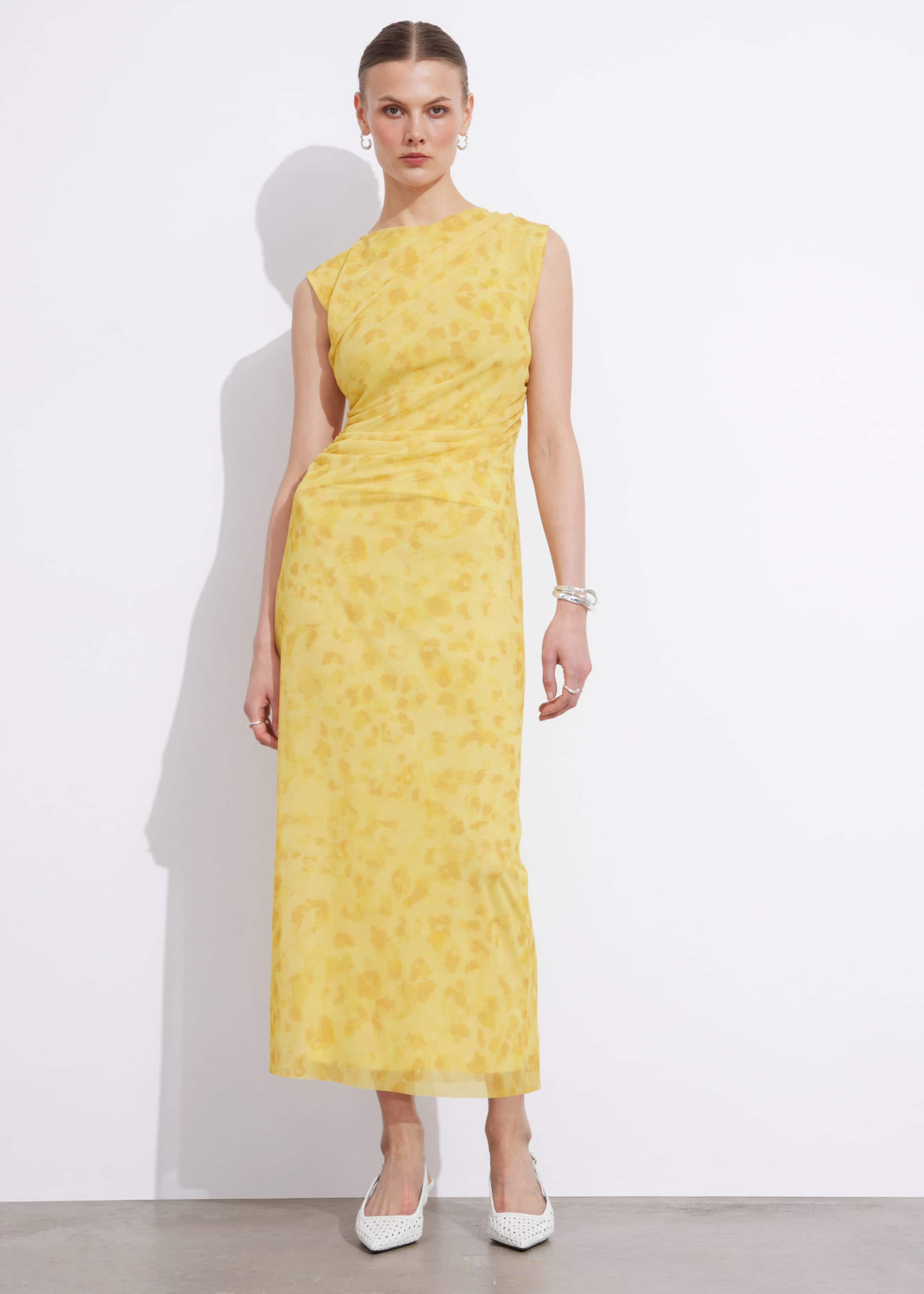 Image of Draped Sleeveless Midi Dress