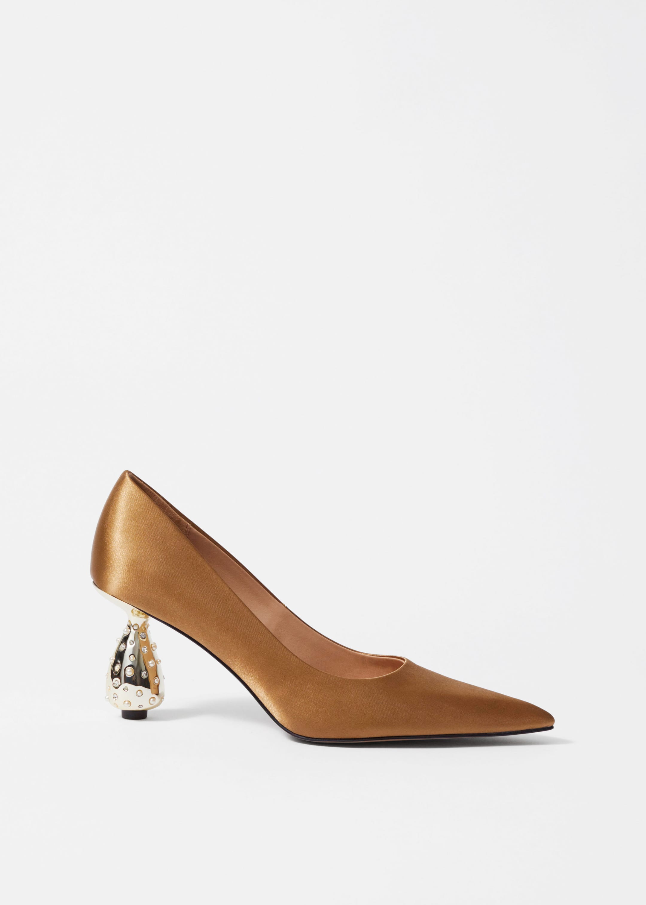 Gold satin heels hotsell