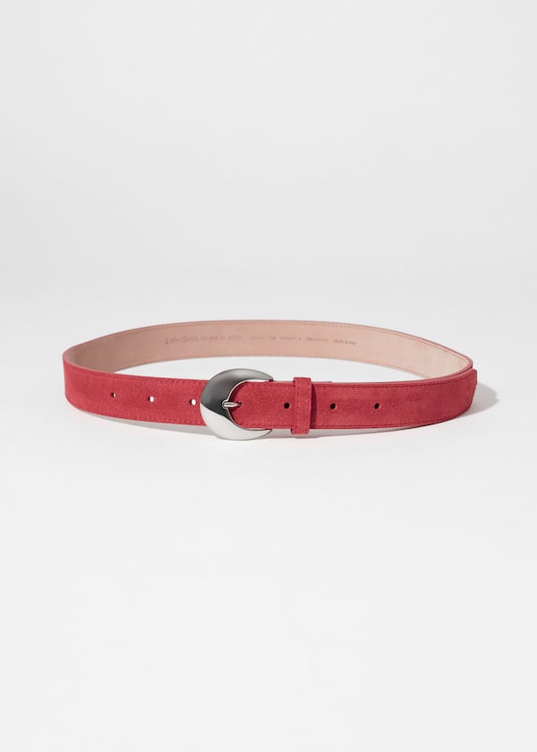 Crescent-Buckle Leather Belt