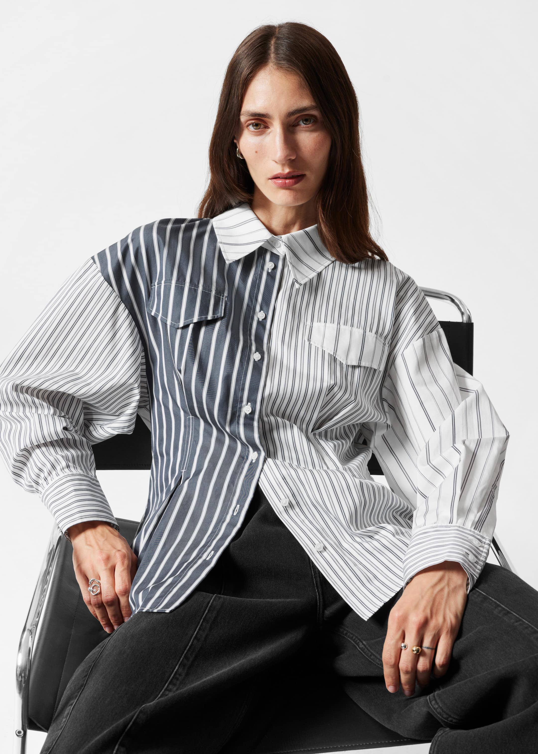 Flap-Pocket Cotton Shirt - White Pinstripe - Lookbook