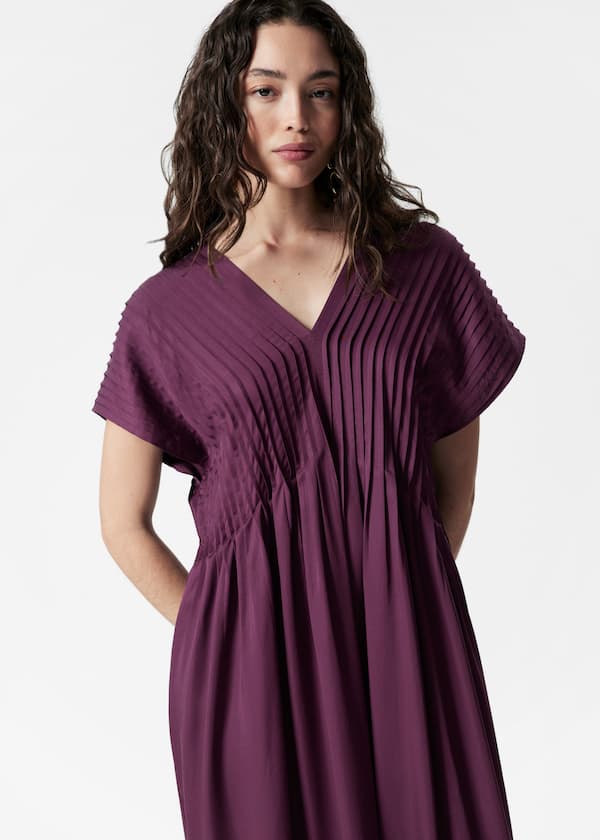 Pleated Dolman Midi Dress