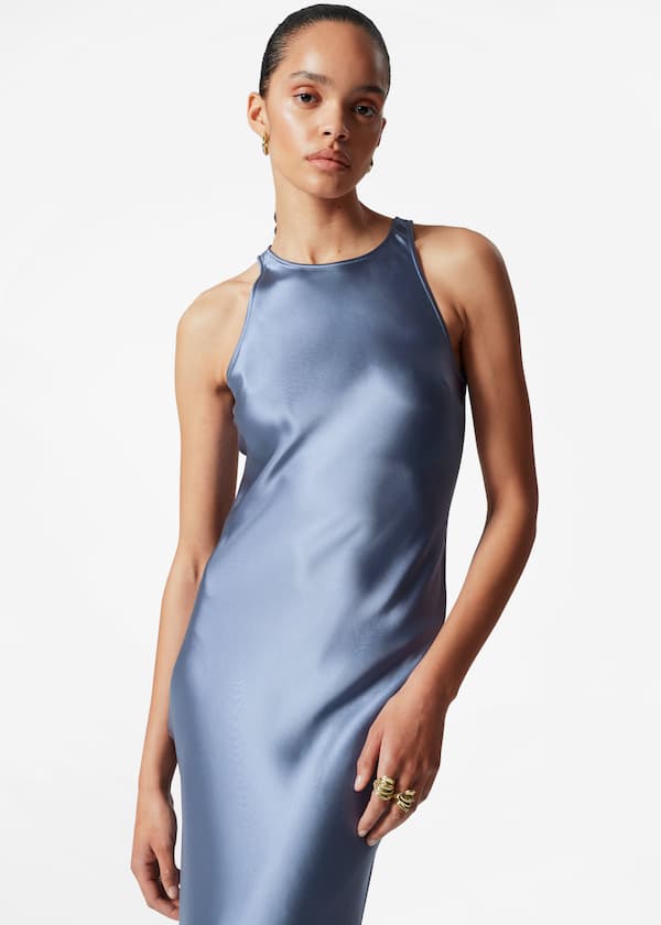 Sleeveless Satin Midi Dress