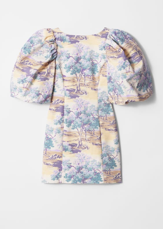 Puff-Sleeve Mini Dress