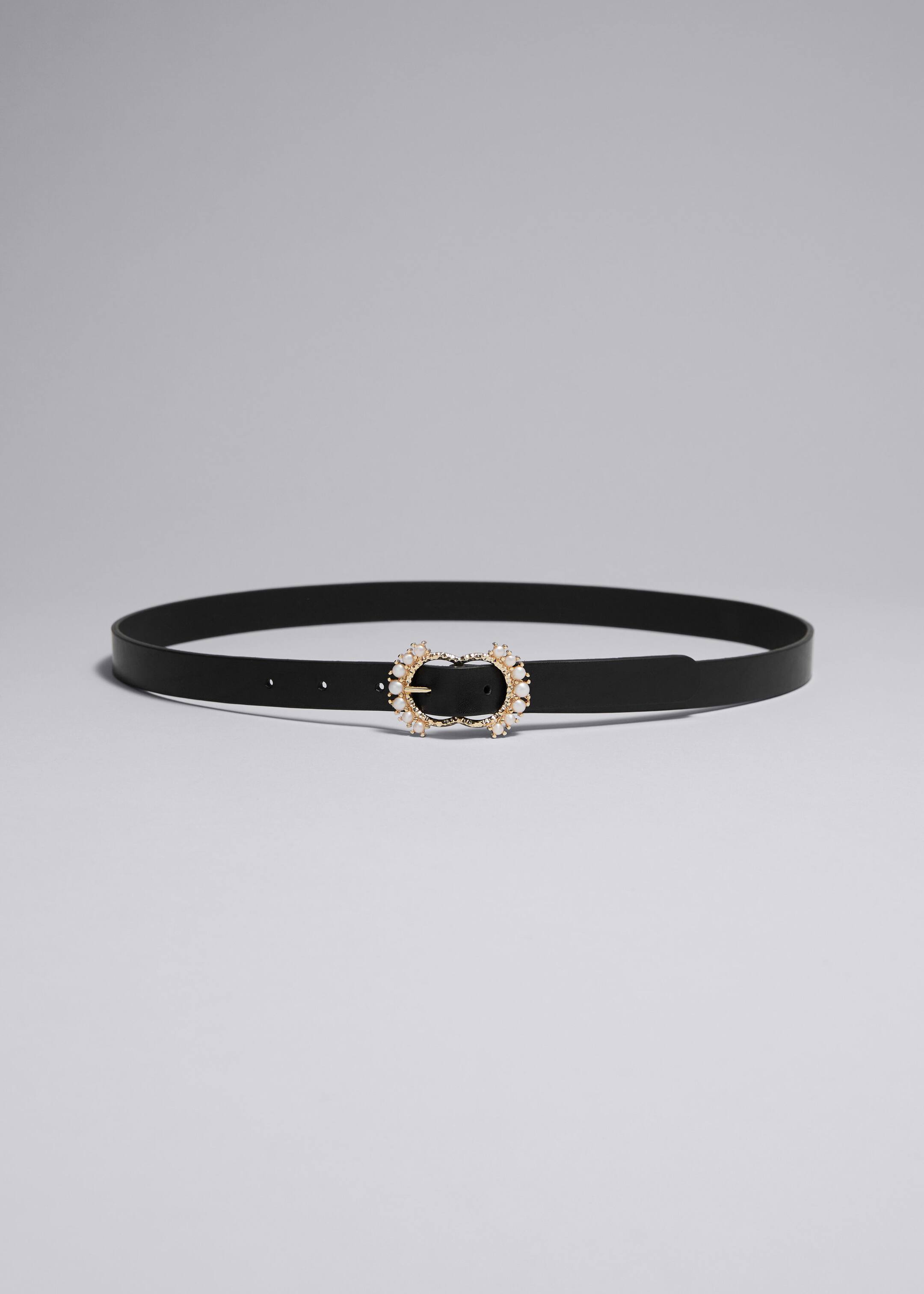 Pearl Buckle Leather Belt