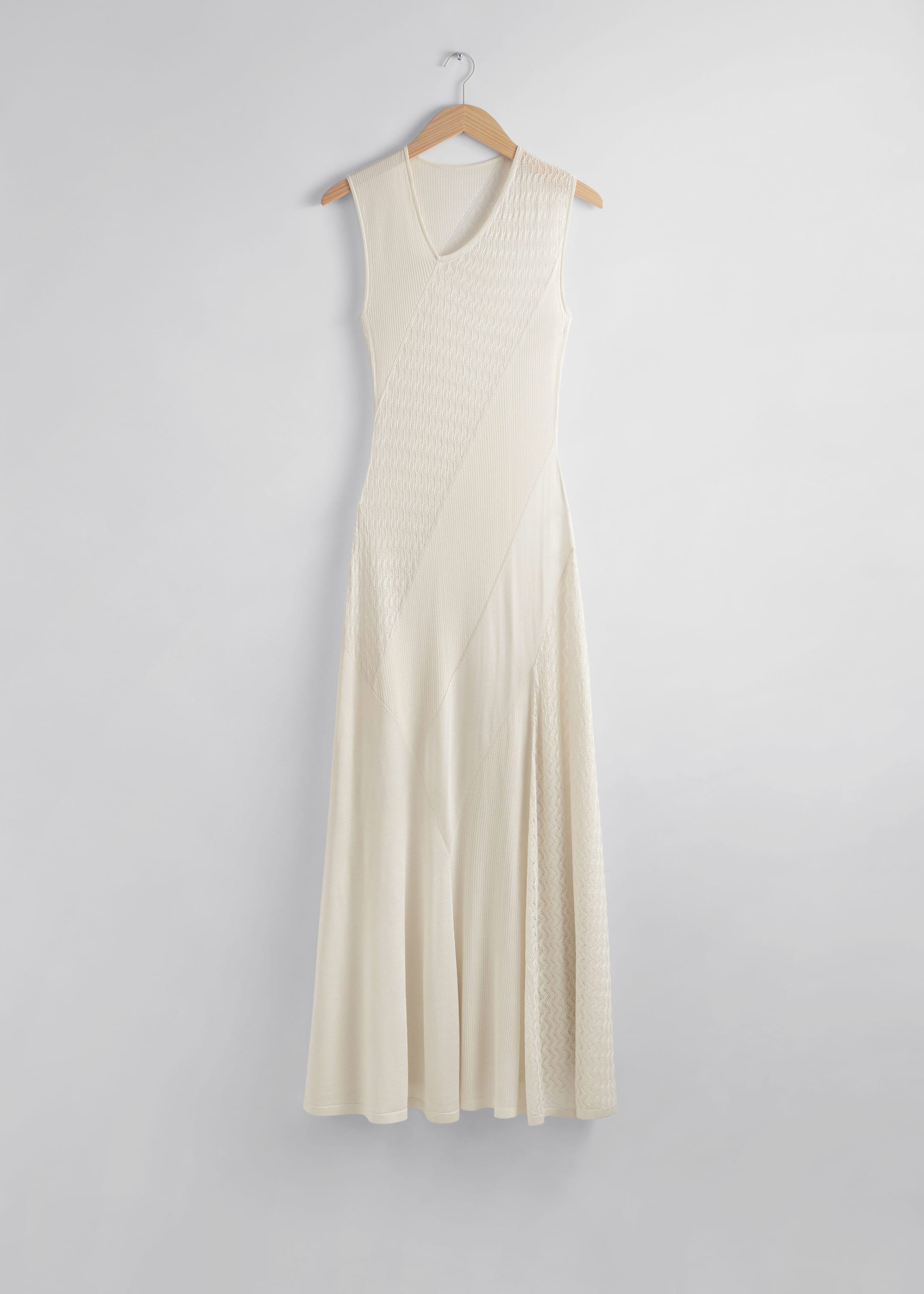 Contrast-Panel Maxi Dress