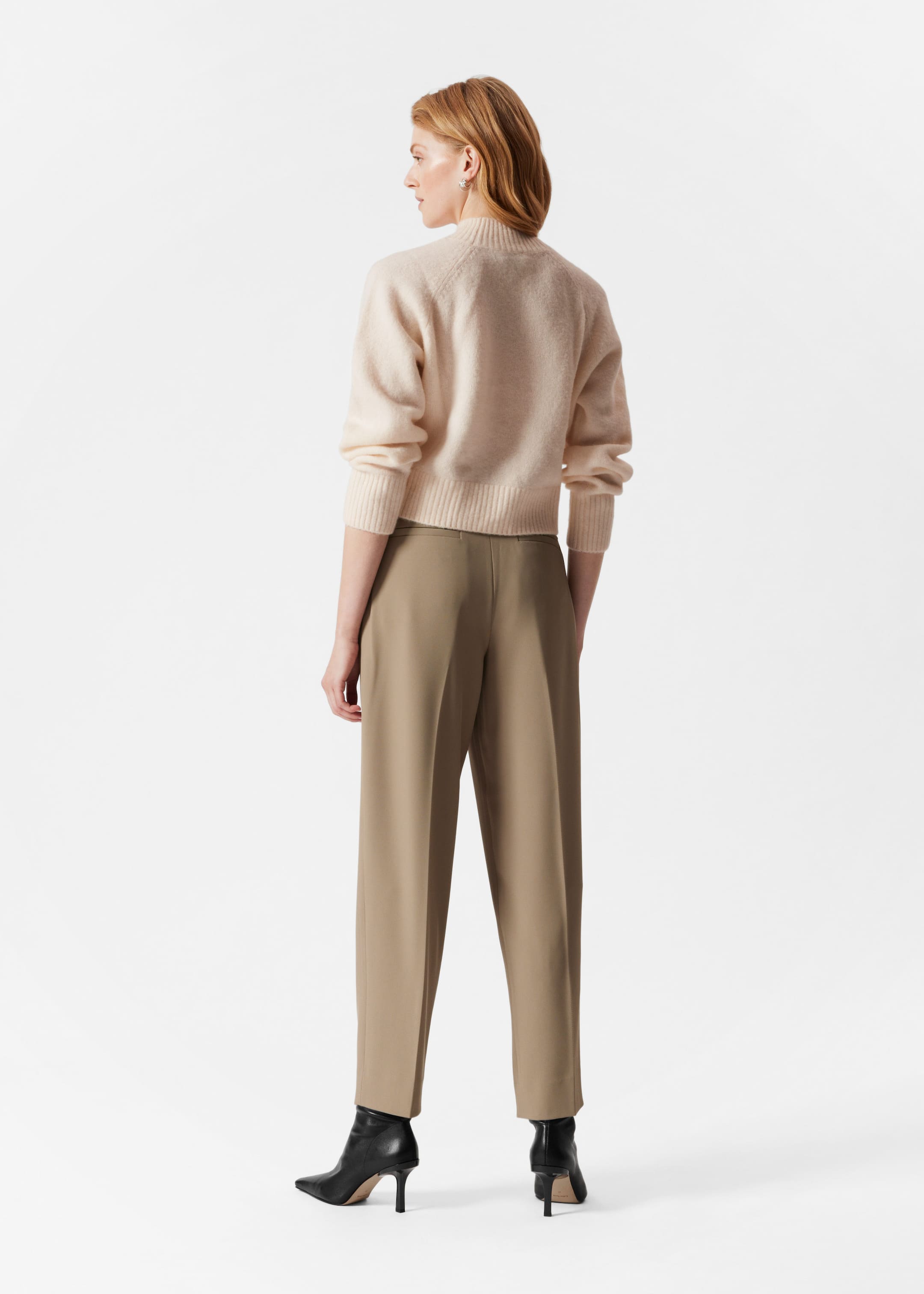 Mock Neck Jumper - Beige - Lookbook