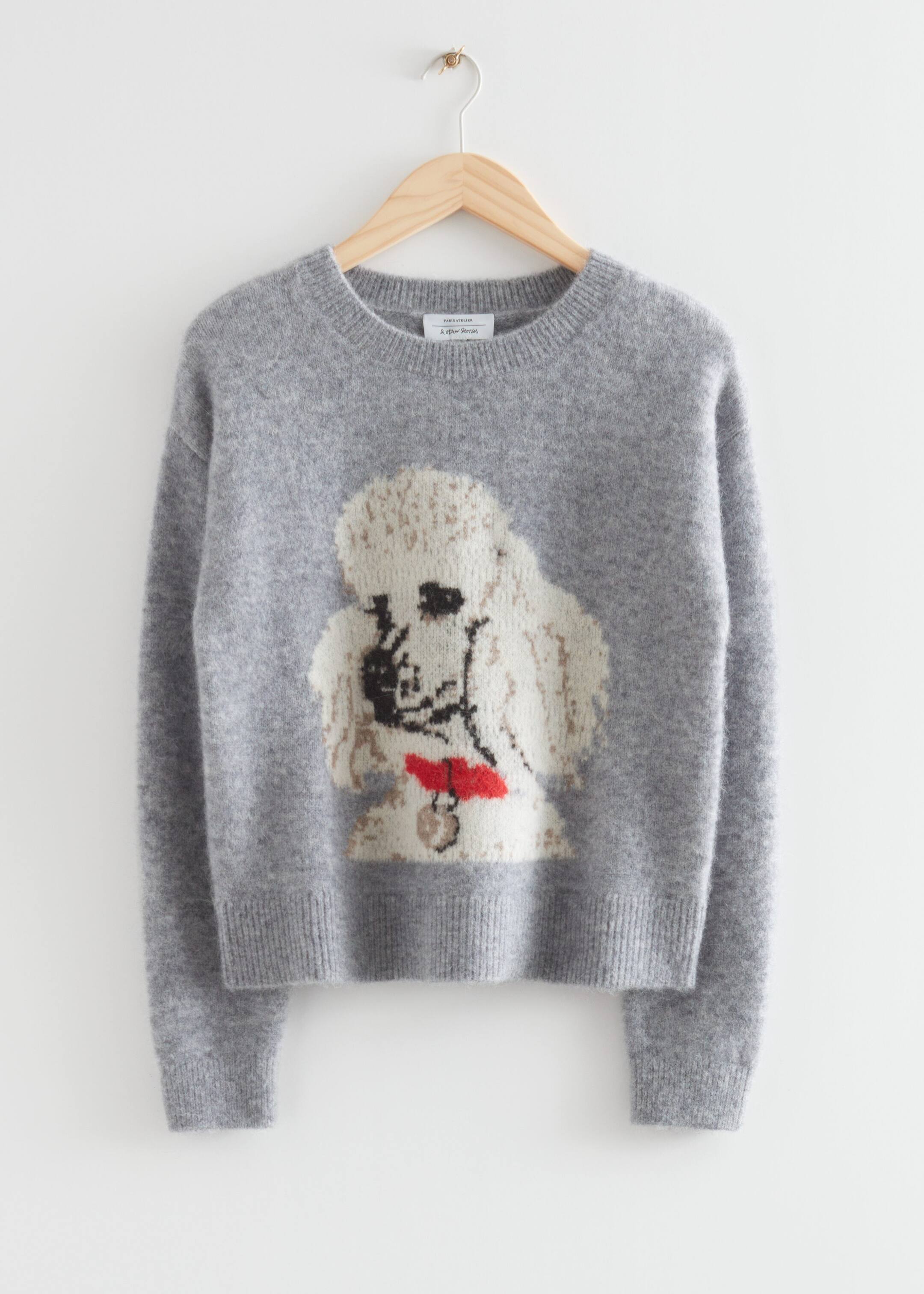 Boxy Poodle Jacquard Sweater Grey Other Stories NL