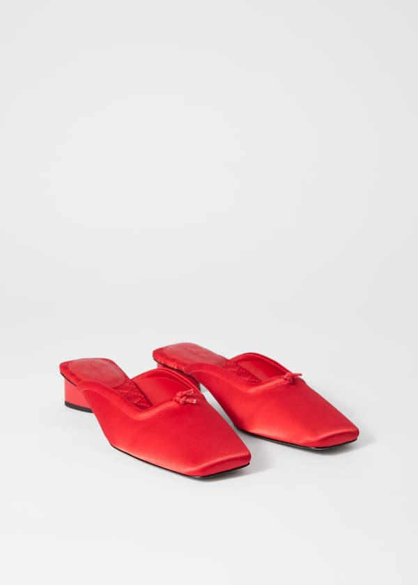 Square-Toe Satin Mules