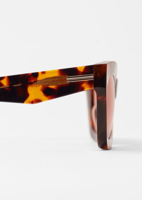Rectangular-Frame Acetate Sunglasses