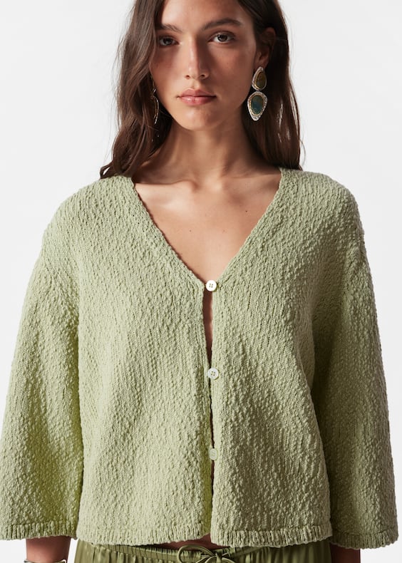 Knitted Short-Sleeve Cardigan