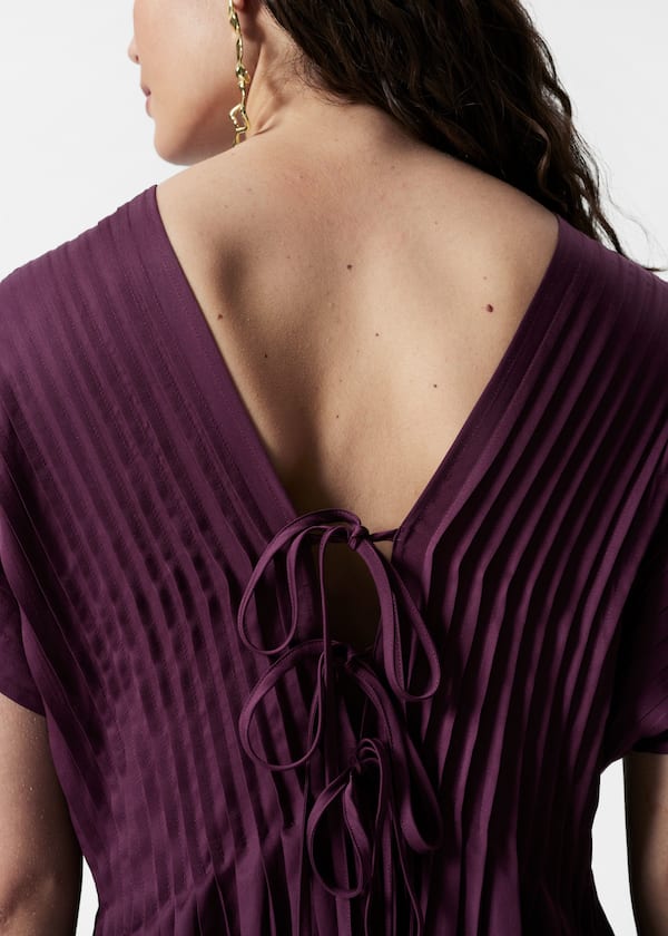 Pleated Dolman Midi Dress
