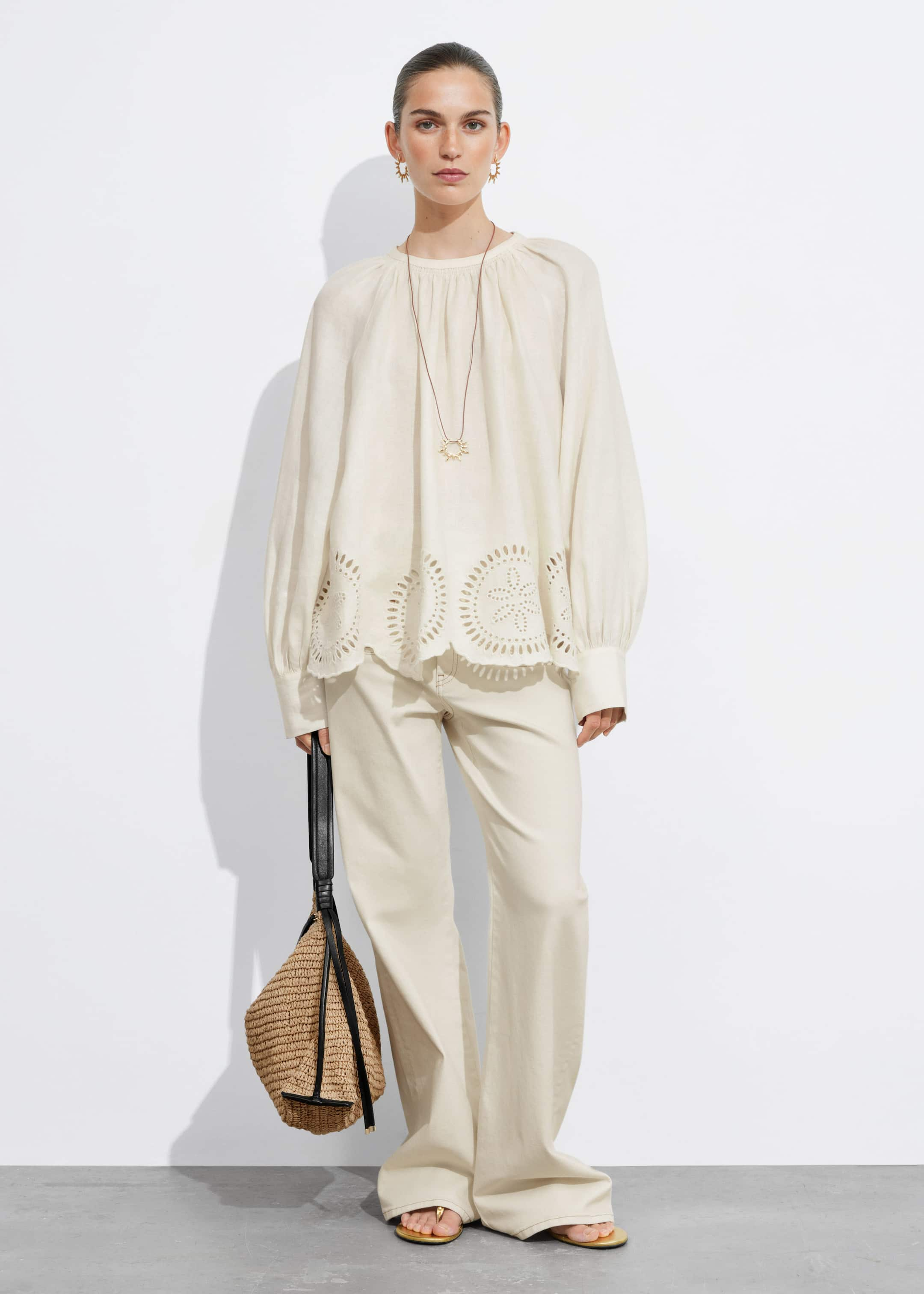 Blouse en lin à dos ouvert - Blanc - Lookbook