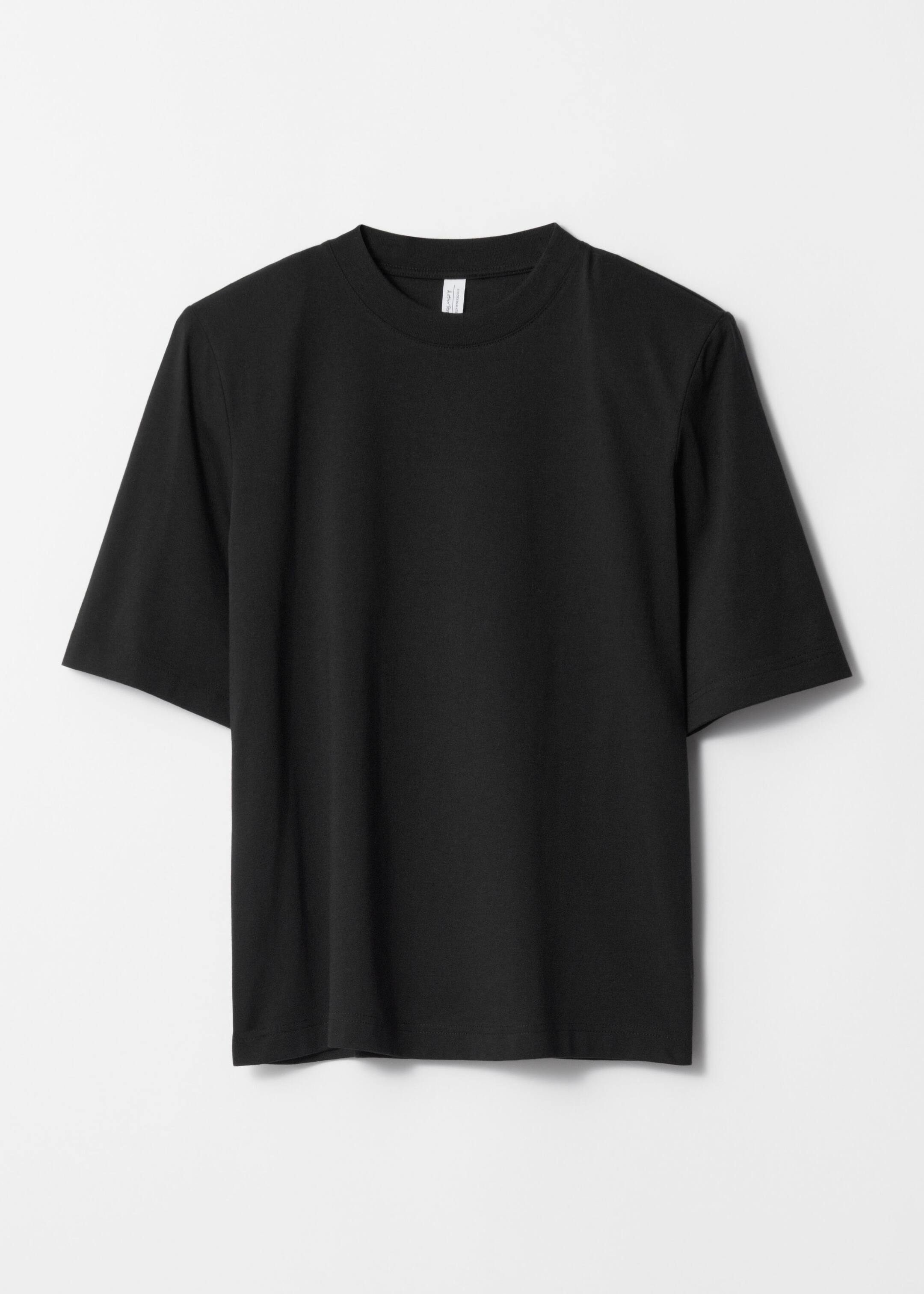 Black padded shoulder t shirt sale