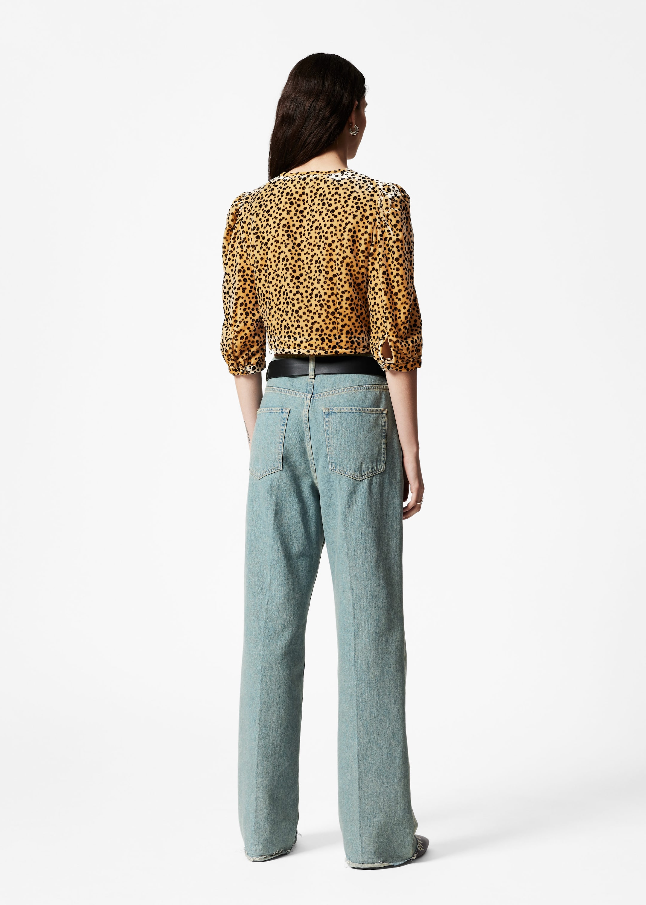 Blouse courte en velours - Imprimé animal - Lookbook