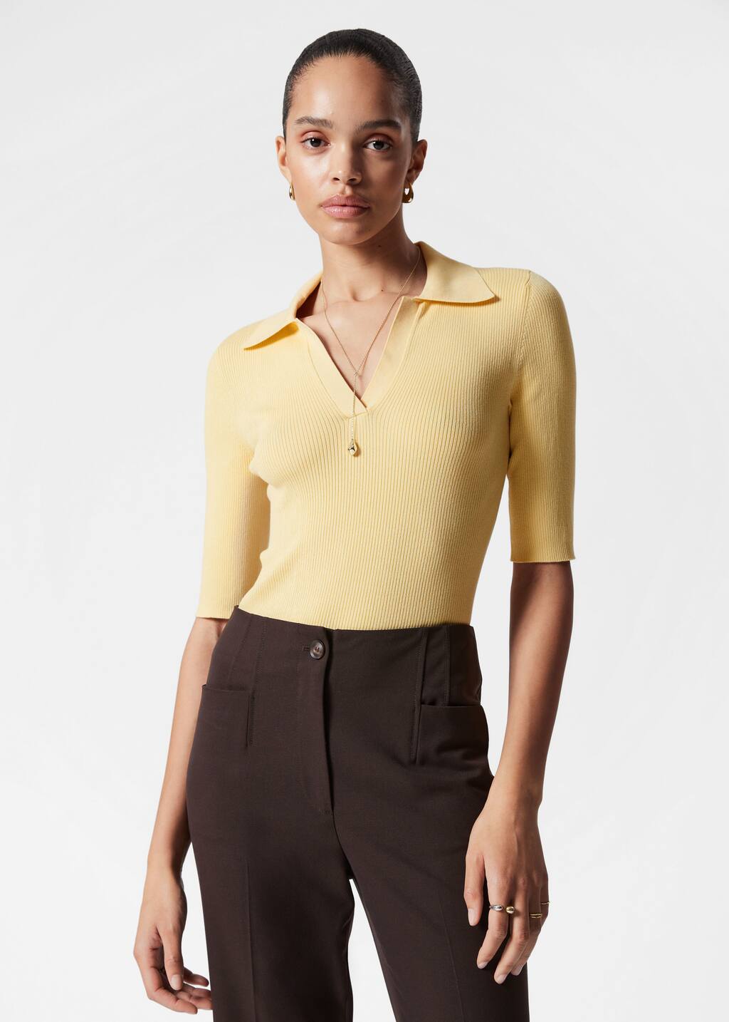 【ULLALA】Danie Short Sleeve Women's Fair Yellow Yellow T-shirt with Sangallo lace ruffle - Buy Online