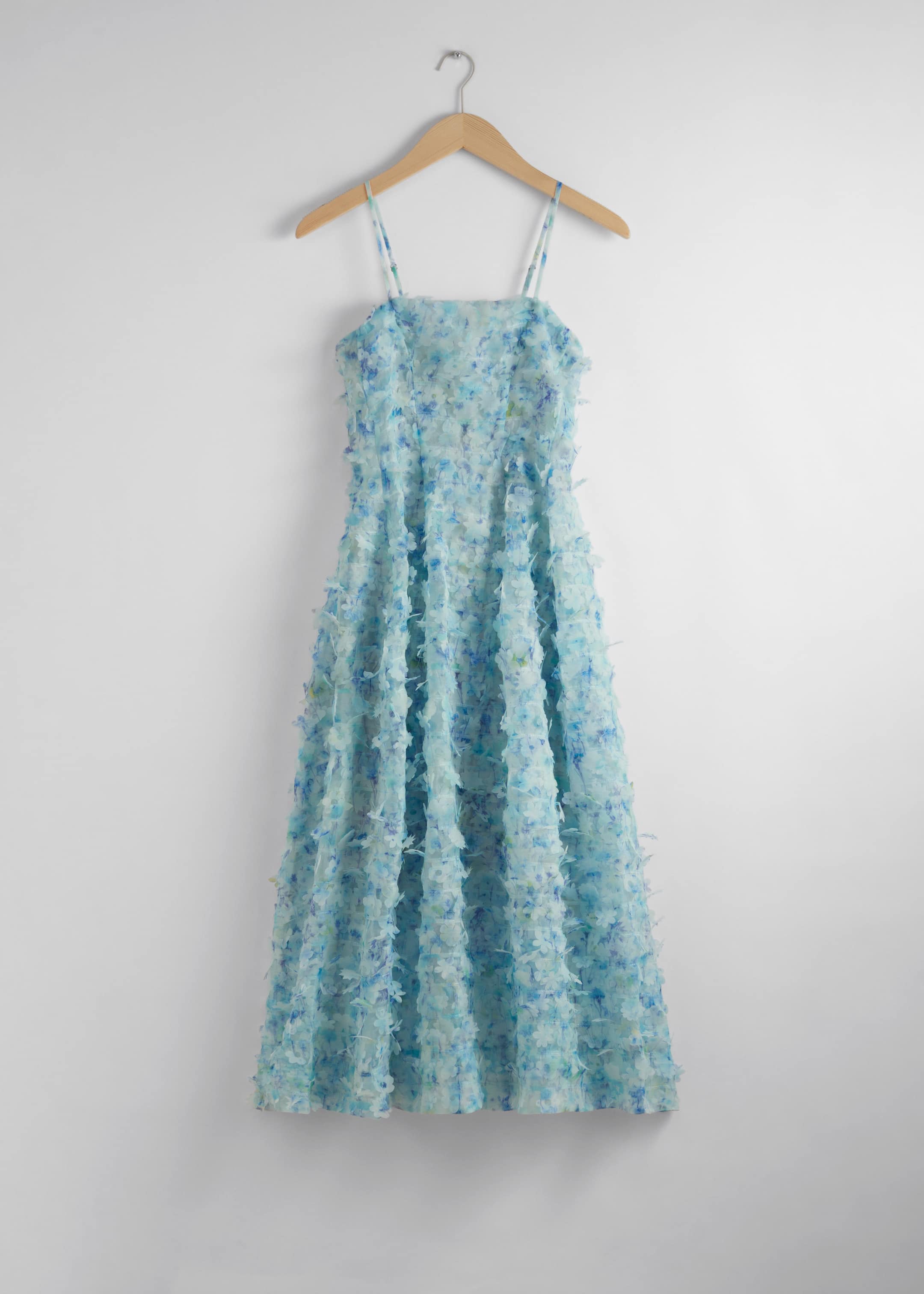 Floral-Appliqué Midi Dress - Green/Blue - Still Life