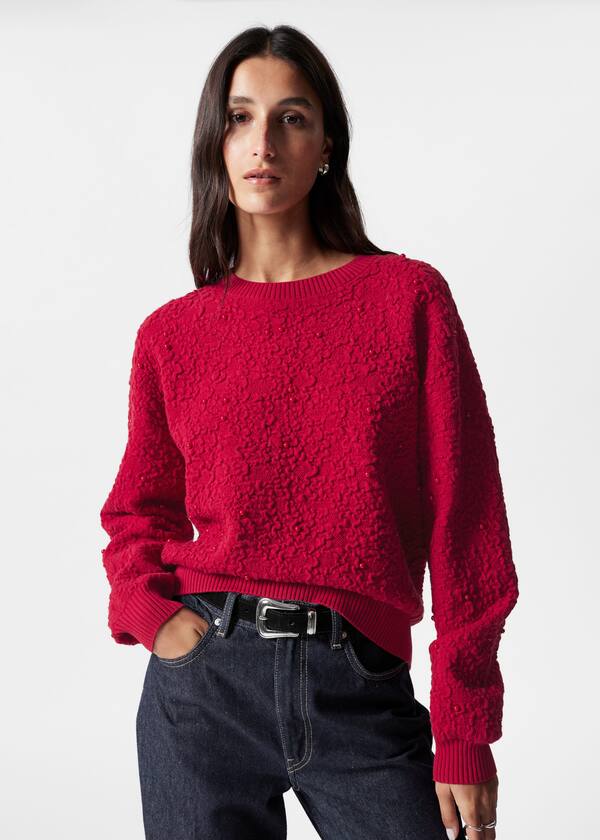 Textured-Jacquard Knit Jumper