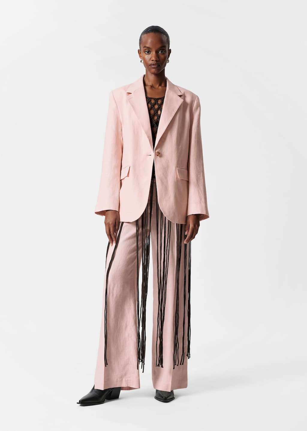 【関税込み】SINGLE-BREASTED LINEN BLEND BLAZER Free Assembly Women's Single-Breasted Linen-Blend Blazer