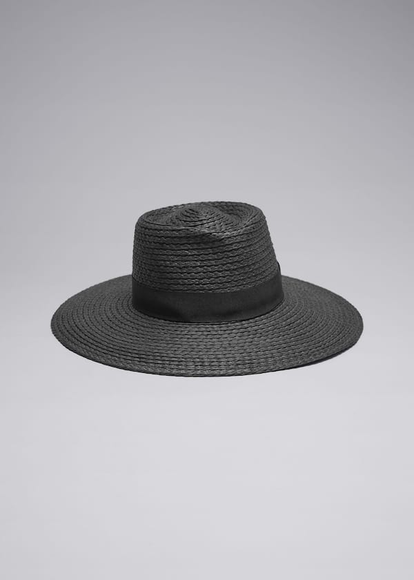 Grosgrain-Trimmed Straw Hat