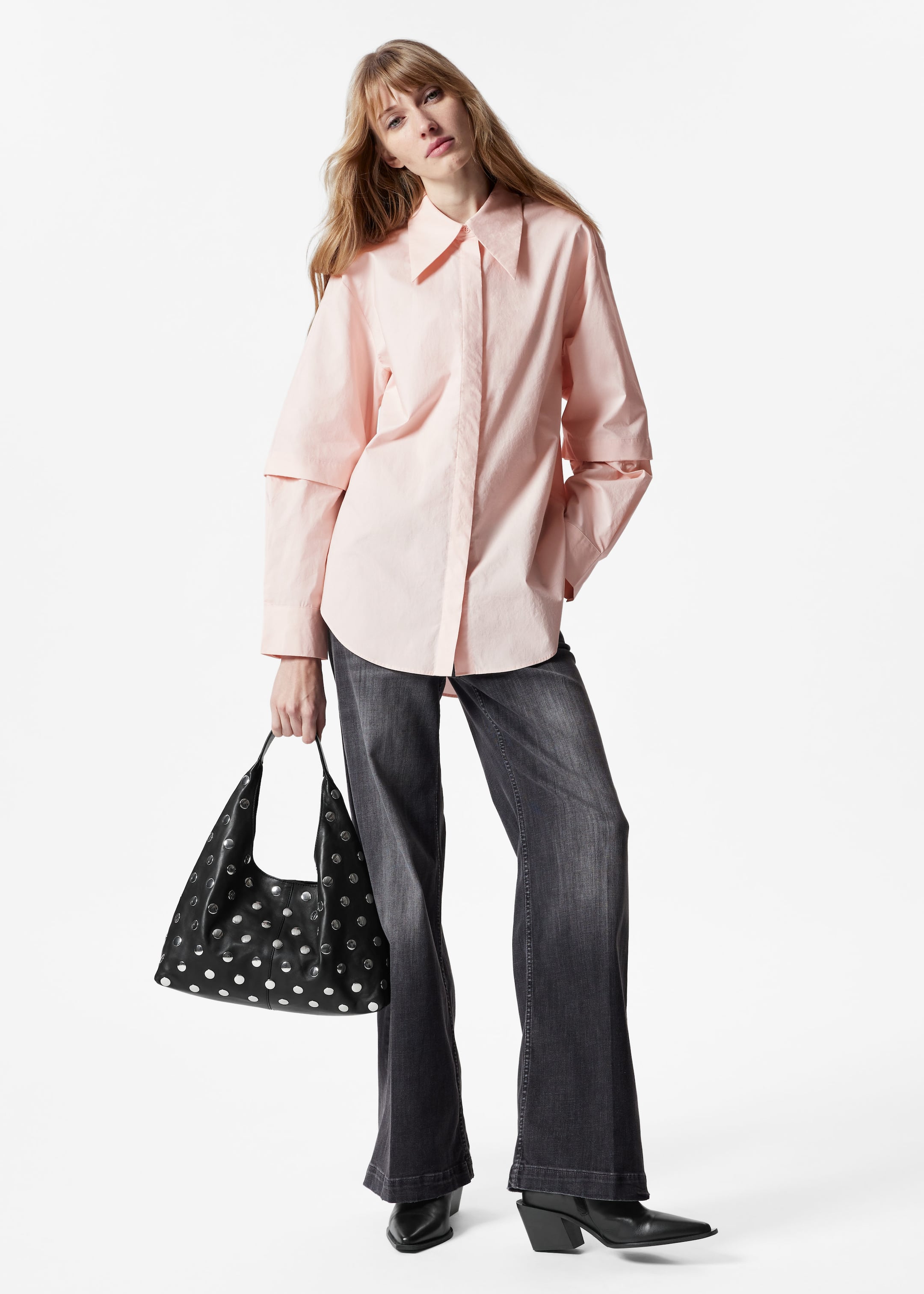 Layered-Sleeve Shirt - Pink - Lookbook