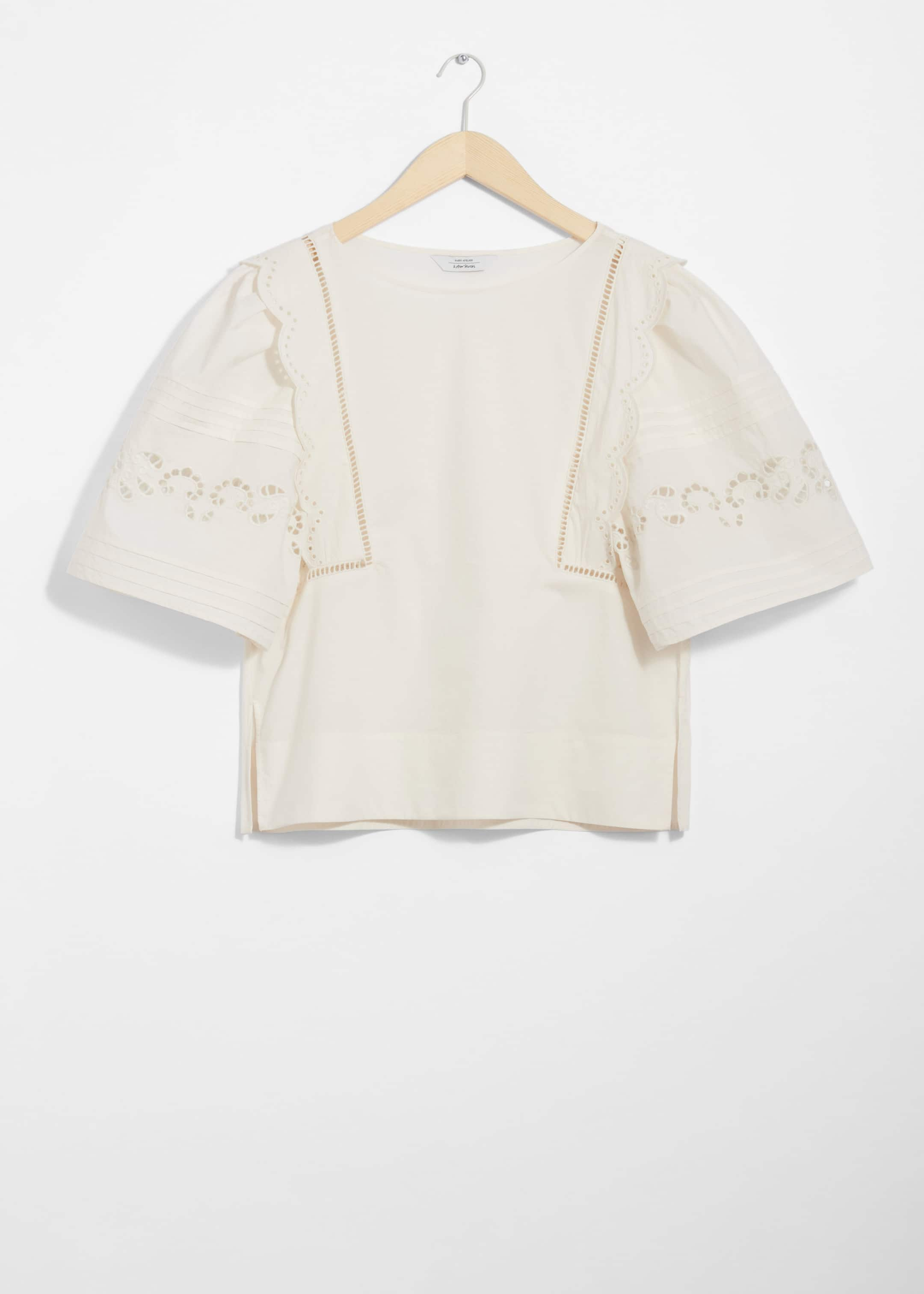 Scalloped Blouse - White - Still Life