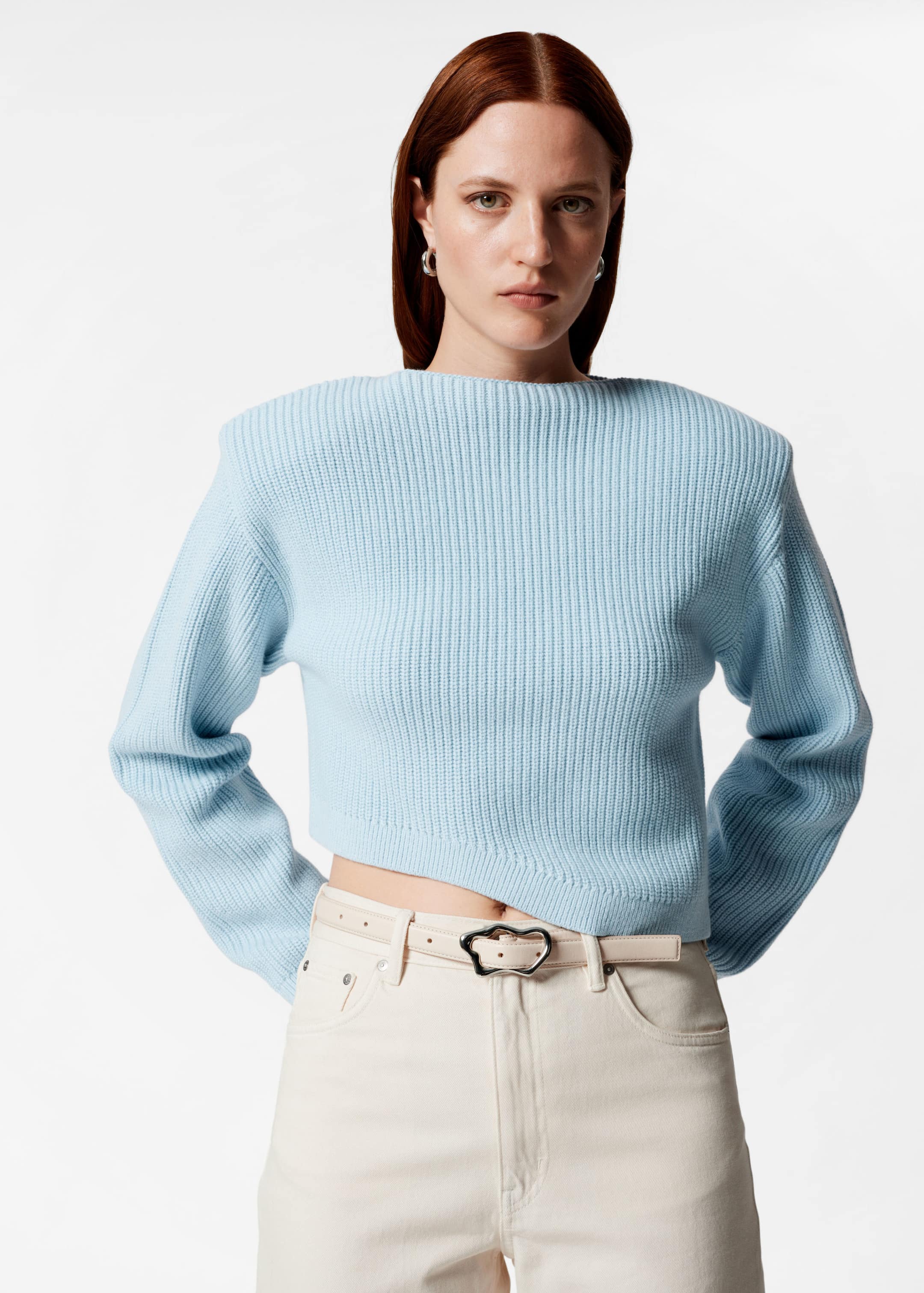 Asymmetric Rib-Knit Jumper - White - Lookbook