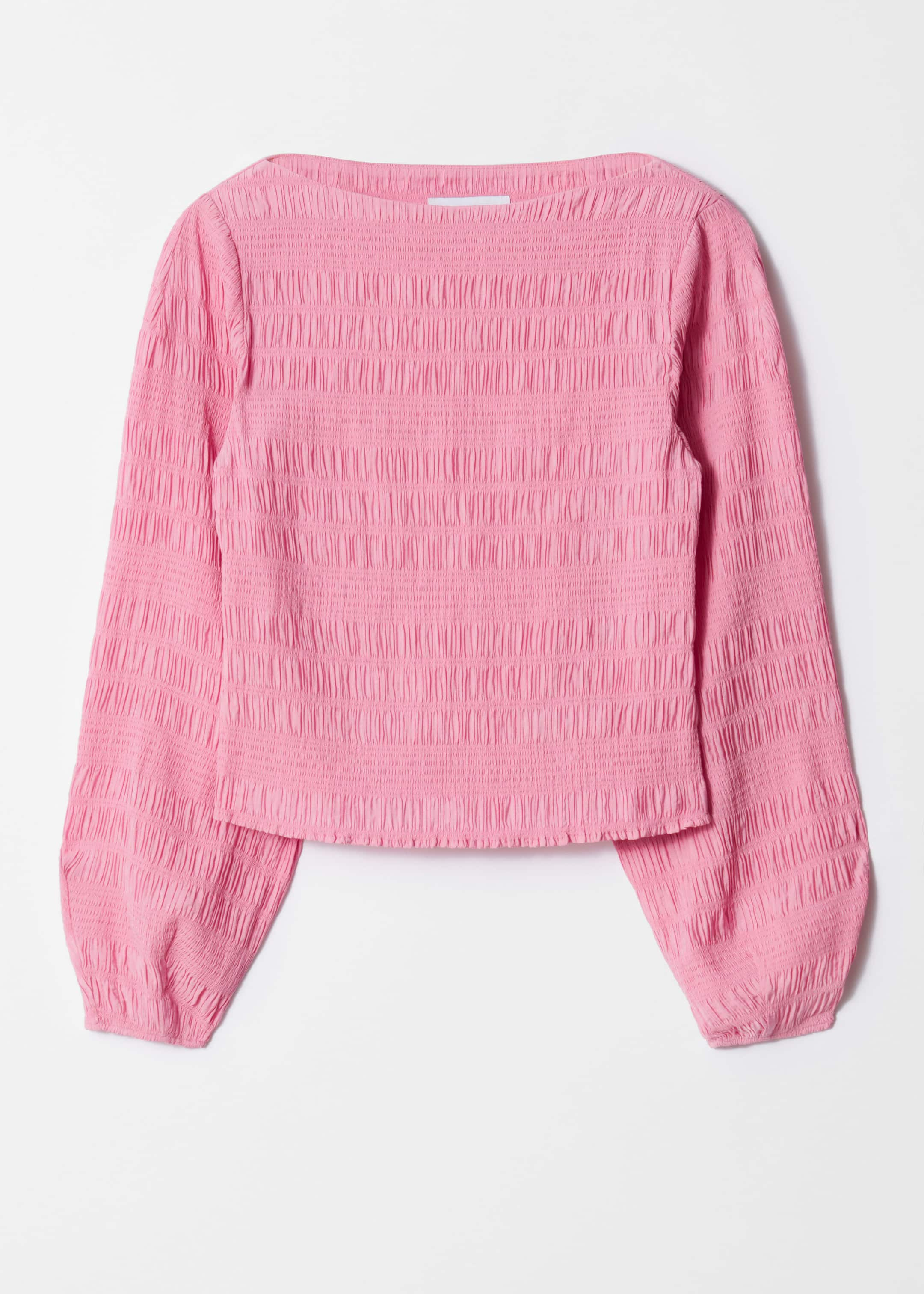 Smocked Boat-Neck Top - Pink - Still Life