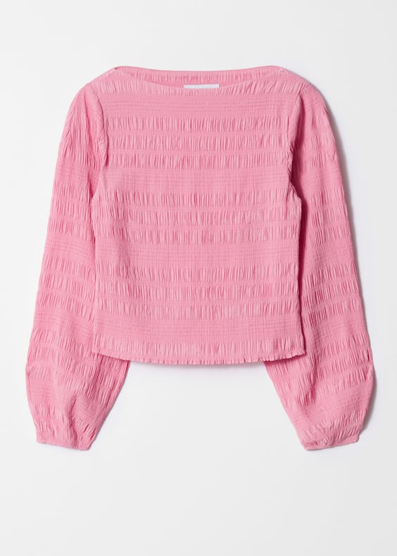 Smocked Boat-Neck Top