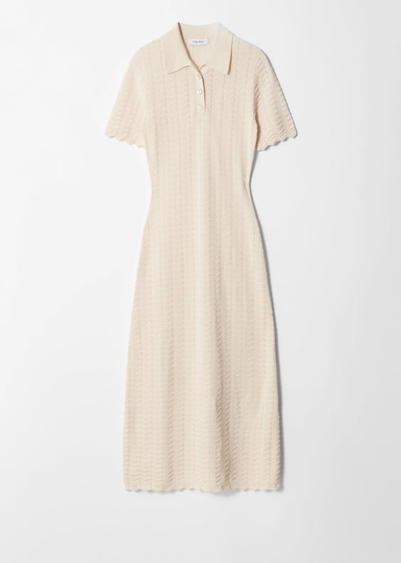 Pointelle-Knit Midi Dress