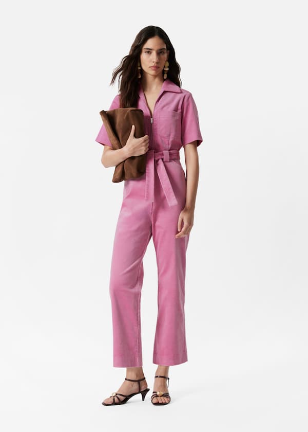 Belted Corduroy Jumpsuit