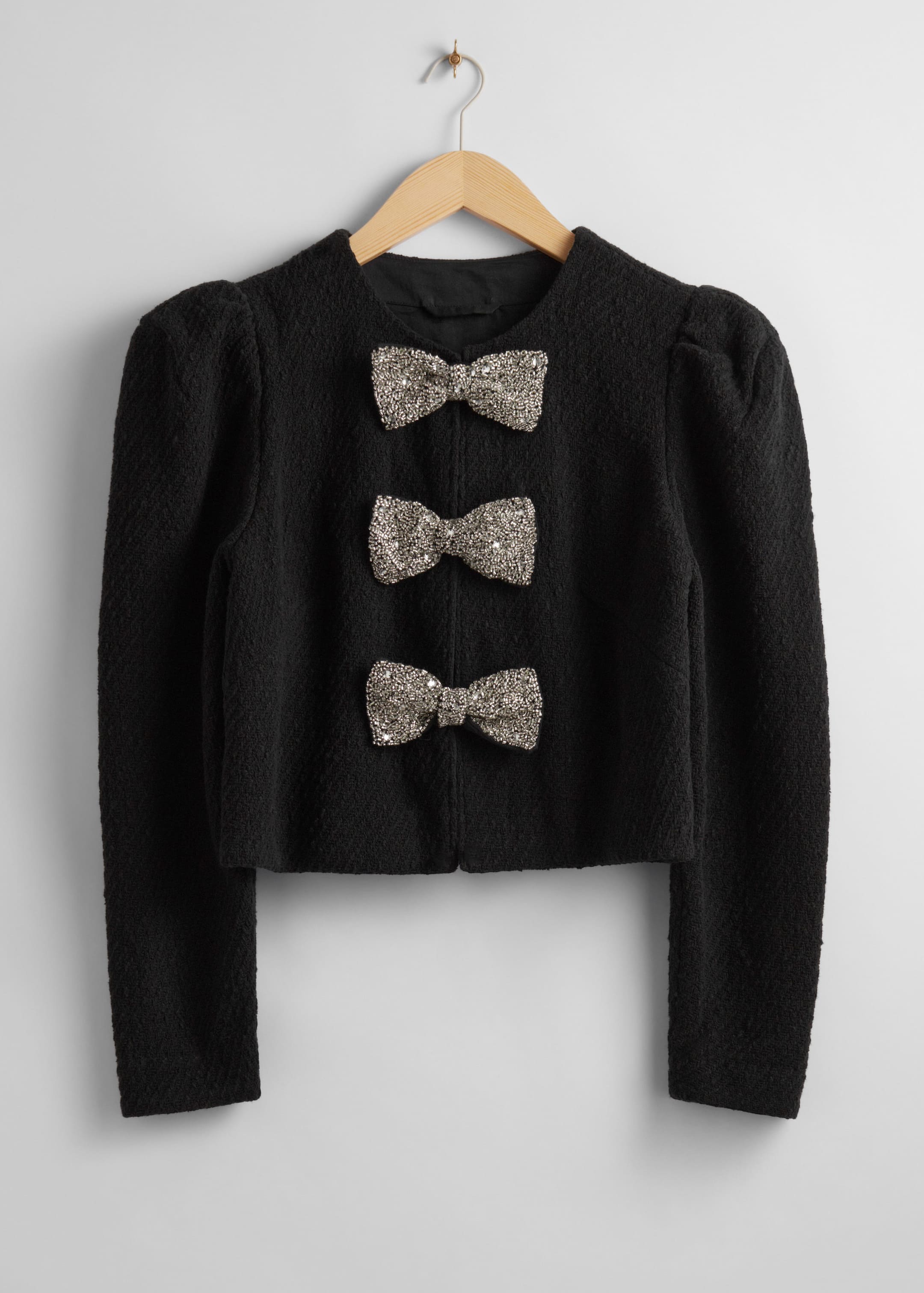 Sparkling-Bow Tweed Jacket - Black - Still Life