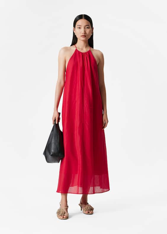 Sleeveless Halterneck Midi Dress