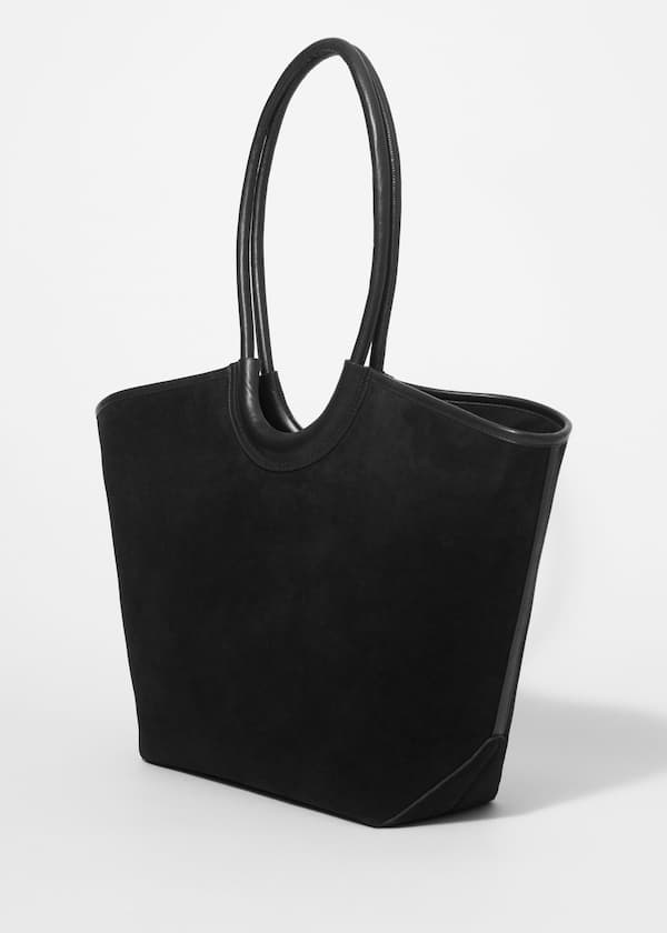 Leather-Trimmed Suede Tote Bag
