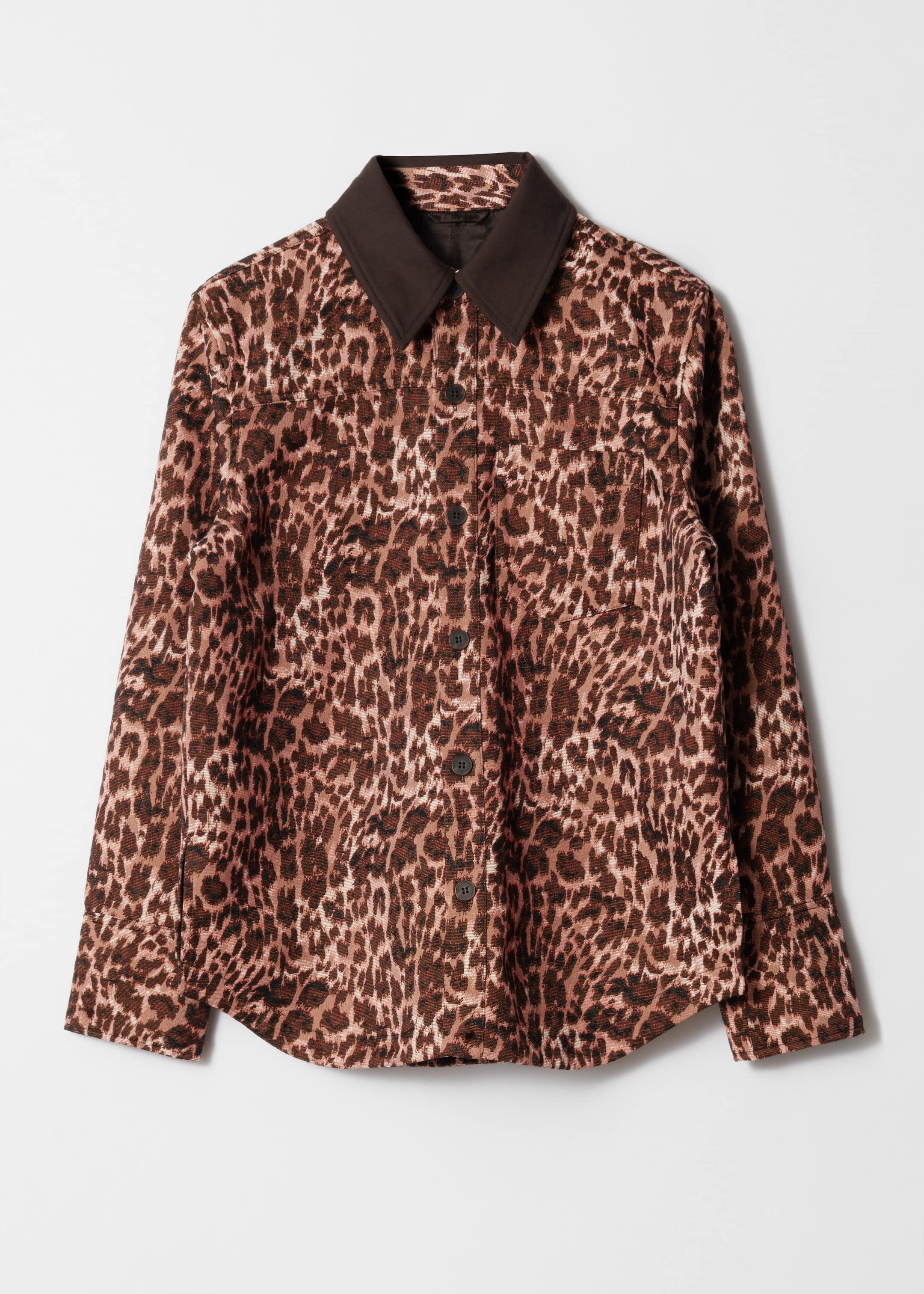 Contrast Collar Jacquard Jacket - Leo print - Still Life