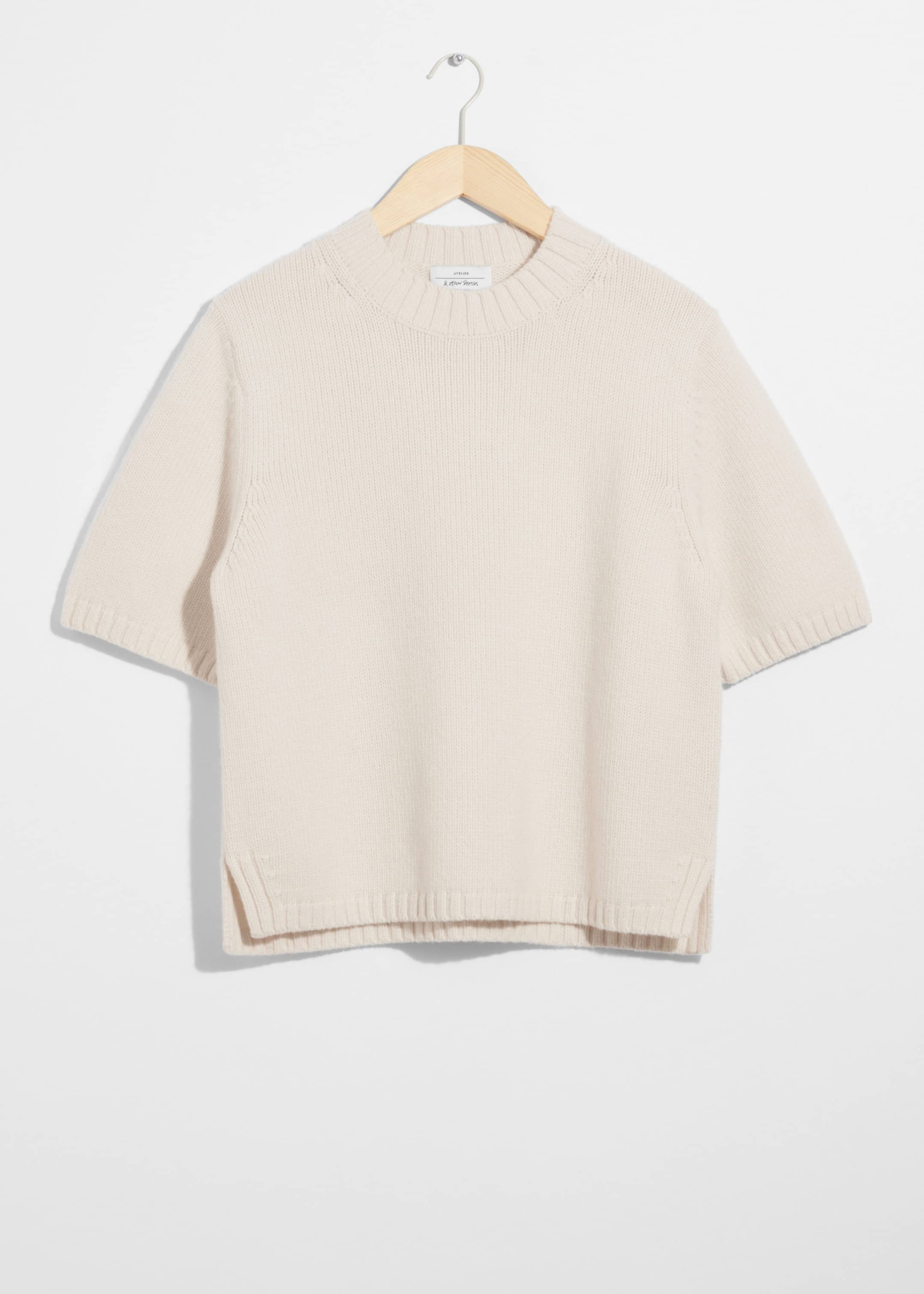 Cashmere-Blend Knit T-Shirt - Cream - Still Life