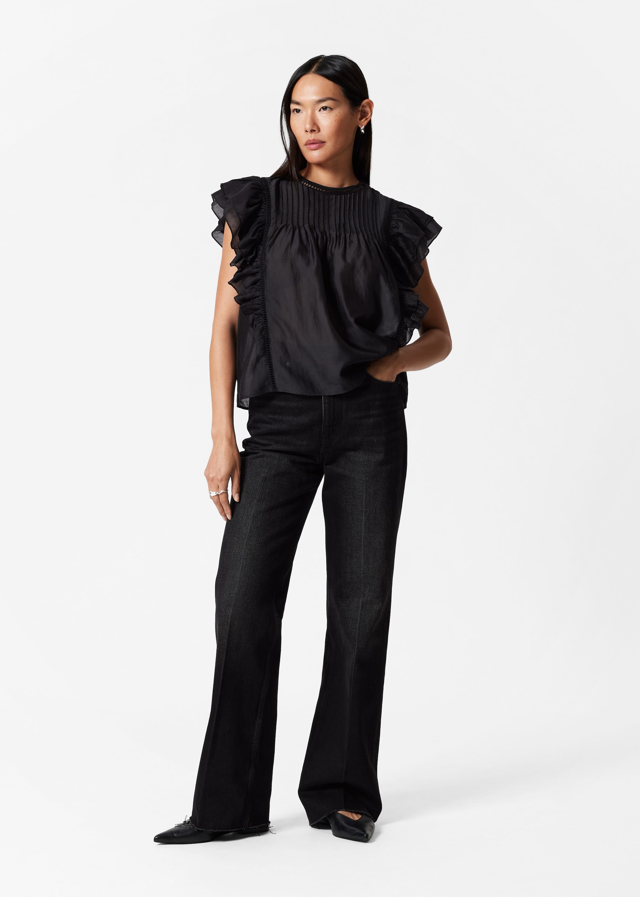 Ruffled Top - Black - Lookbook