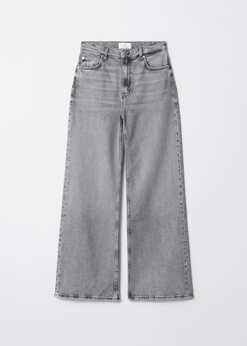 【KOOLOSET】Roll-Up Grey Wide Denim Waistbandless Two-Tuck Wide Denim (grey) - kooloset
