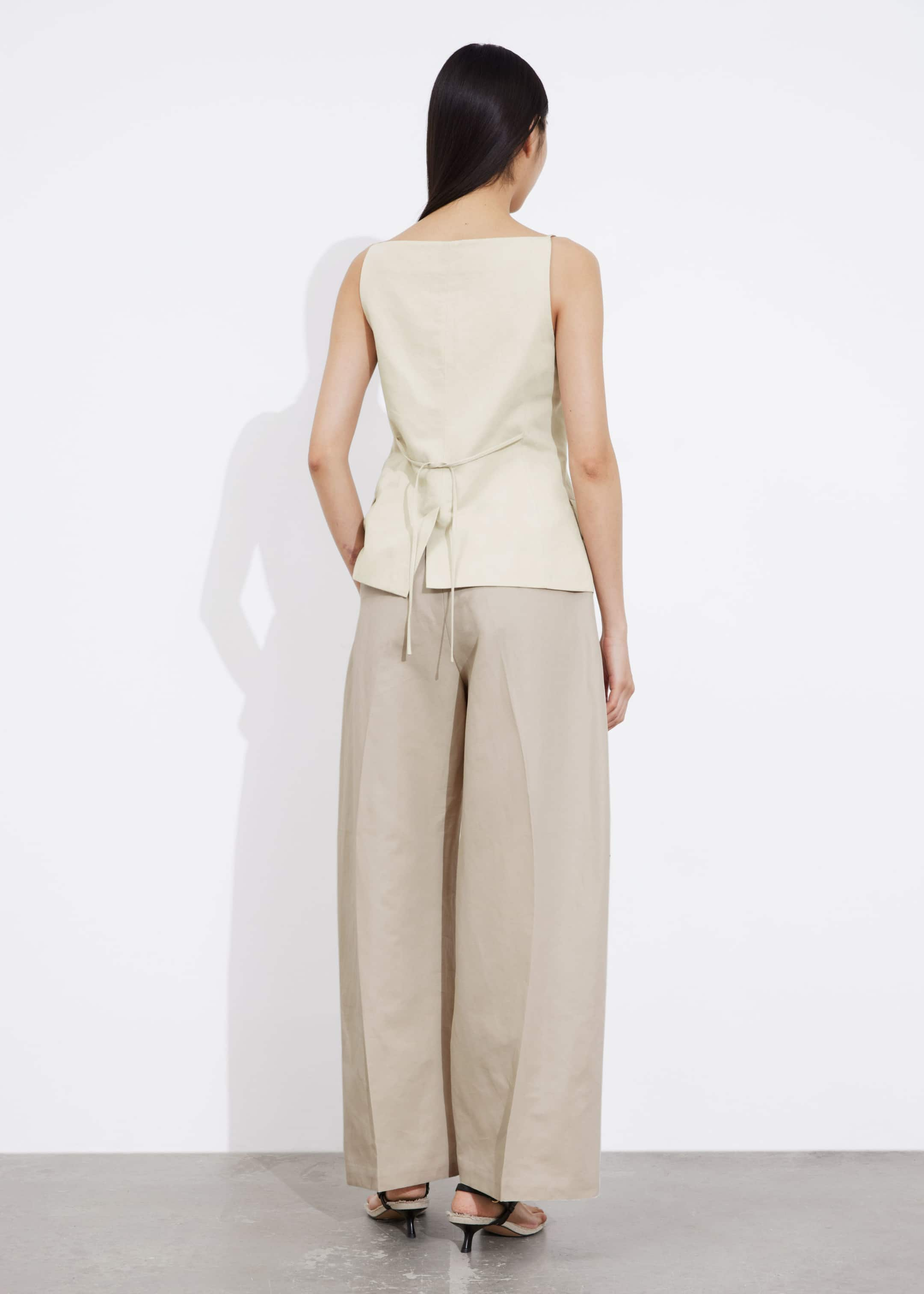 Wide Tailored Trousers - Mole - Lookbook