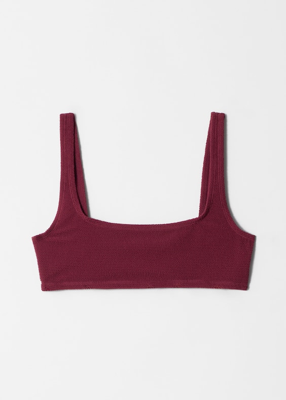 Textured Square-Neck Bikini Top