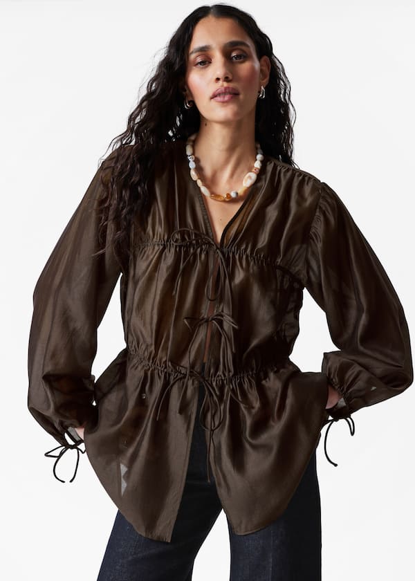 Ruched Drawstring Blouse