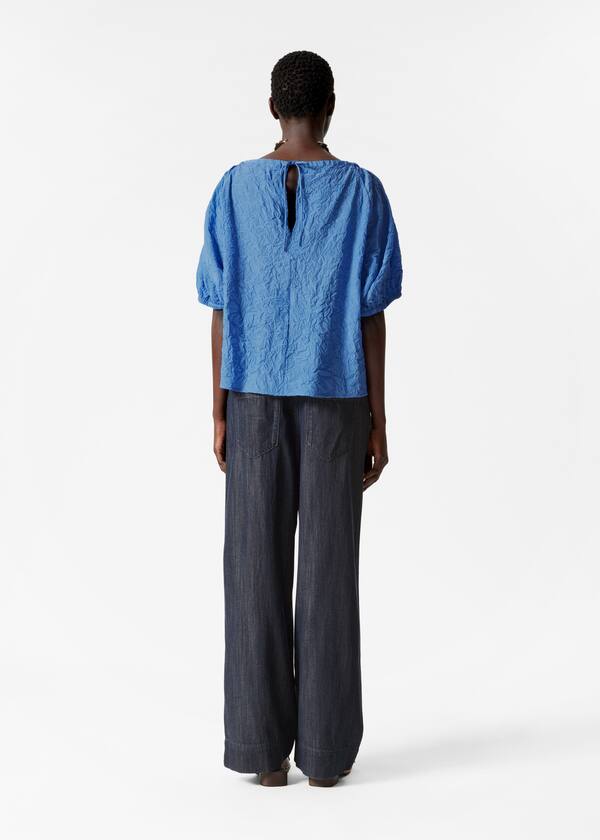 Textured Short-Sleeve Blouse