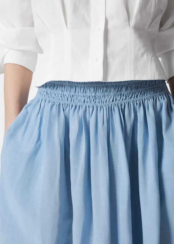 Smock-Waist Midi Skirt