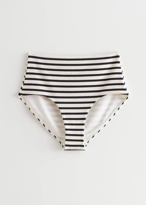 Striped High Waist Bikini Briefs