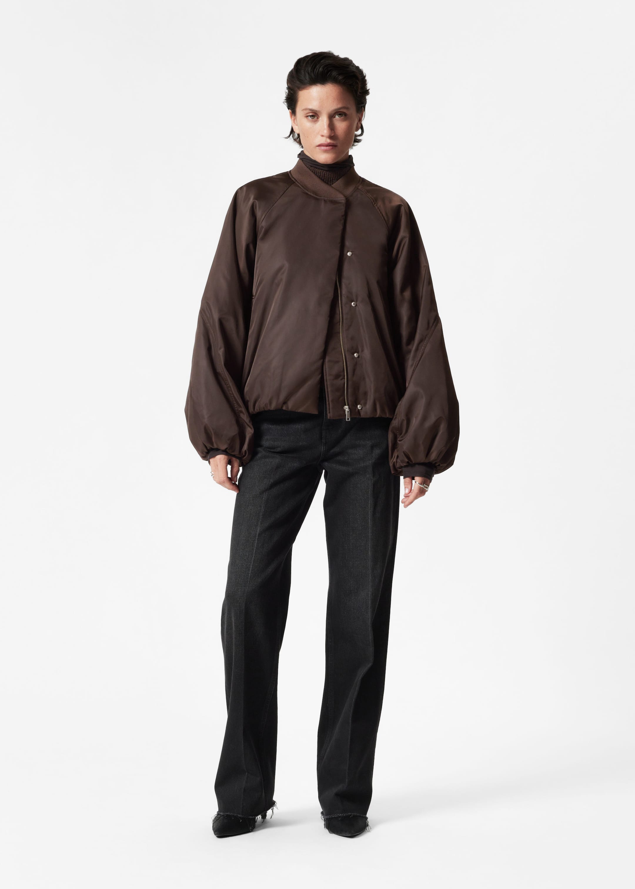 Image of Voluminous-Sleeve Bomber Jacket