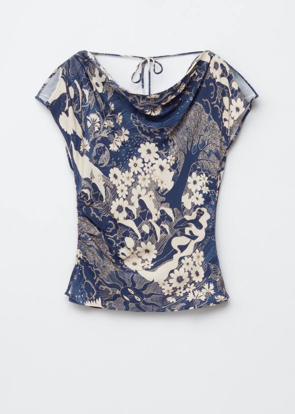 Draped Cowl-Neck Top