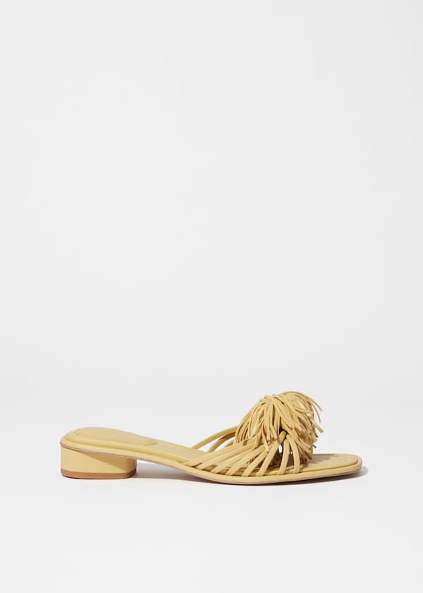 Tasseled Leather Slides