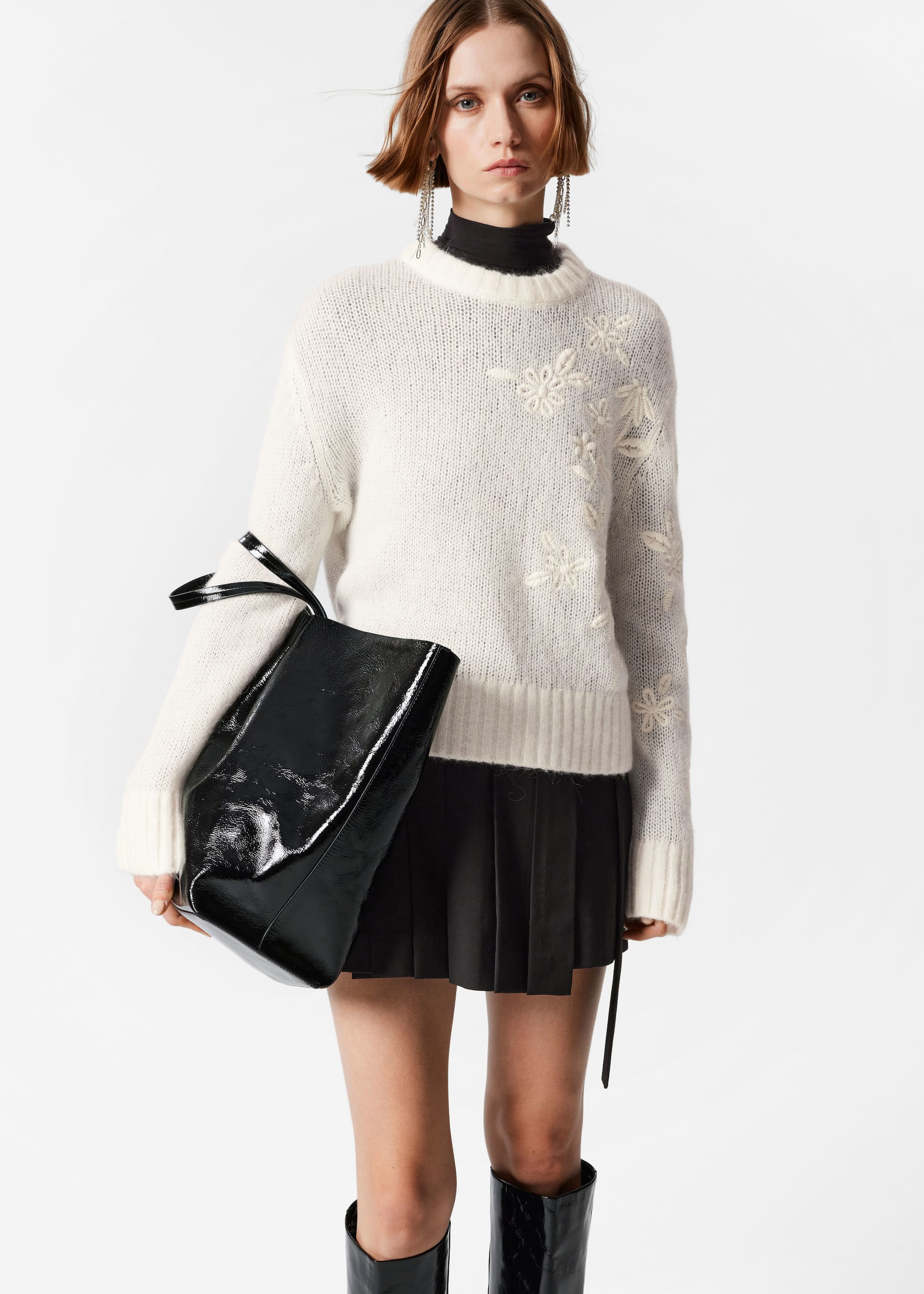 Embroidered Mohair-Blend Sweater - White - Lookbook